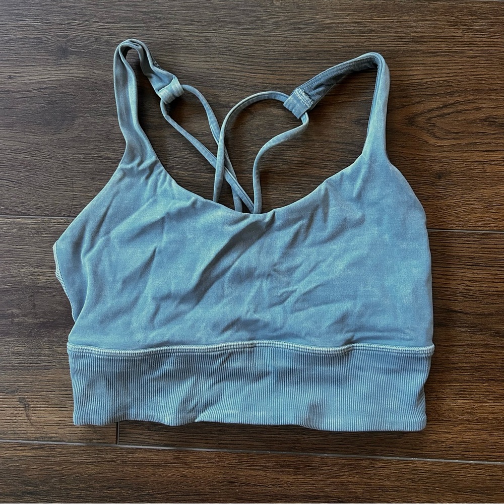 lululemon free to be bra longline in light blue | size 4